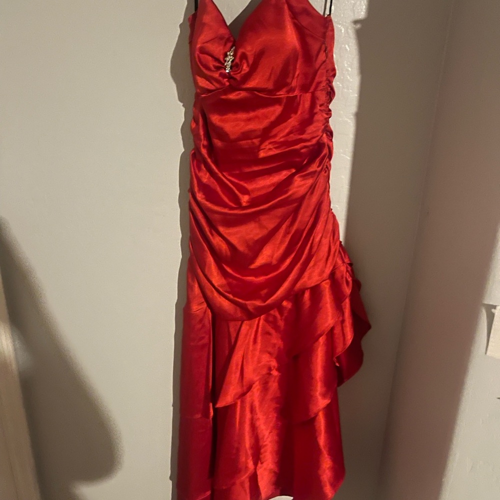 Chic Red High Low Dress